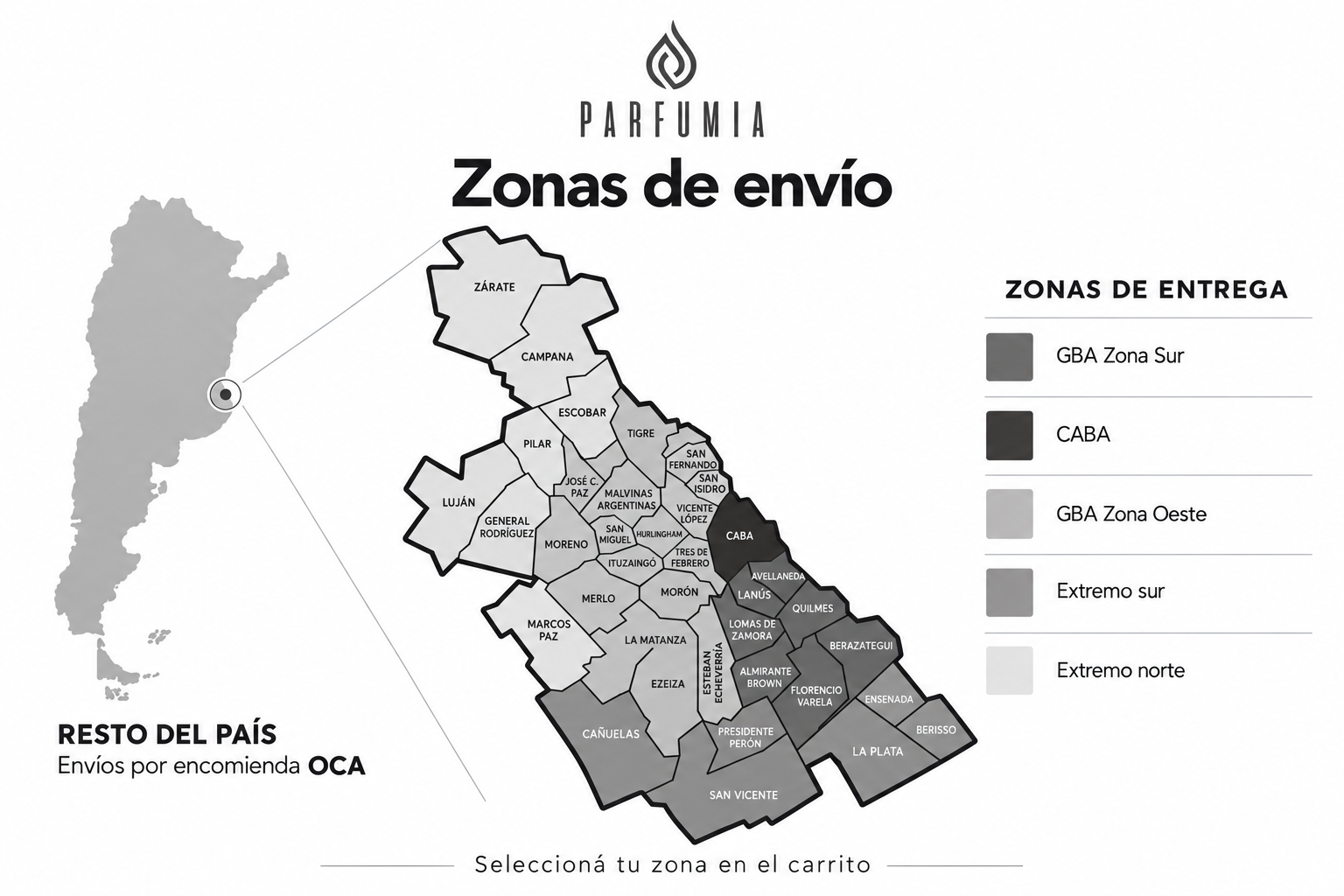 Zonas de cobertura de la motomensajería