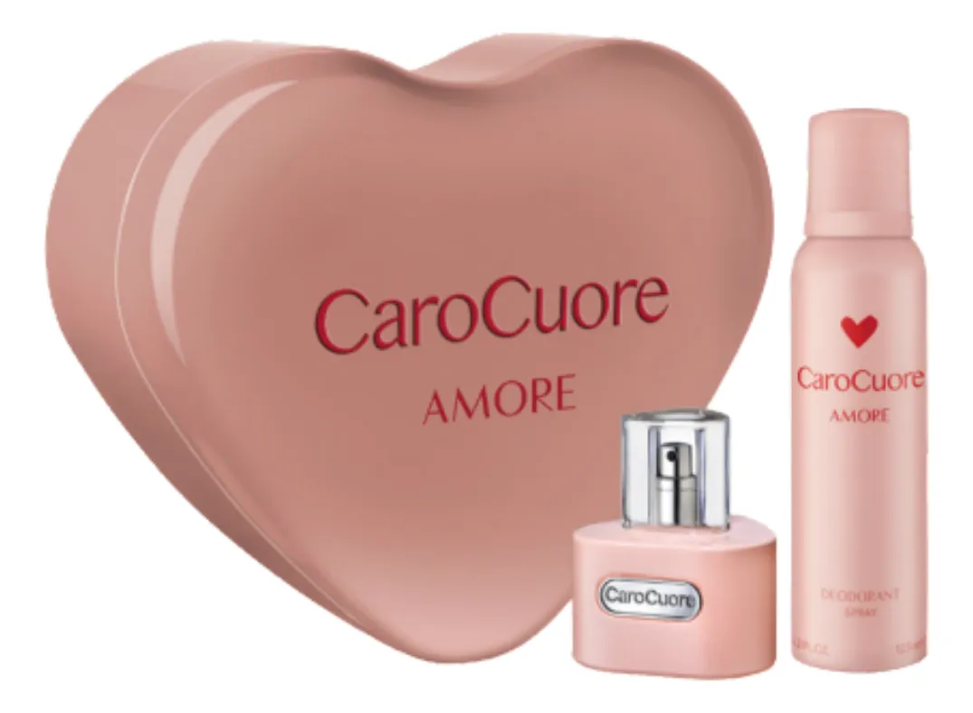 LATA CORAZÓN COMBINADA  CARO CUORE AMOR(EDT x 60 + Deso. X 123)
