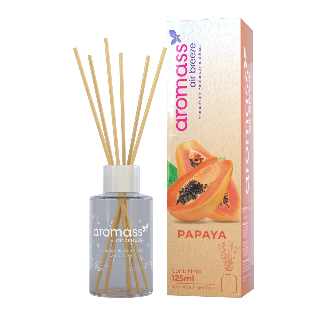 GRUPO AROMASS -  DIFUSOR C/VARILLAS DE RATTAN PAPAYA 125 ML