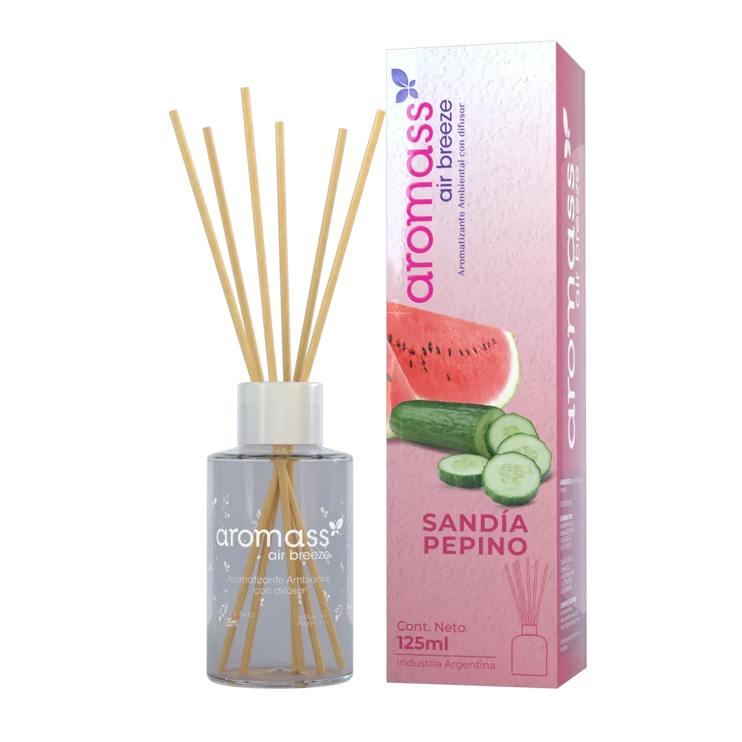 GRUPO AROMASS -  DIFUSOR C/VARILLAS DE RATTAN  SANDIA-PEPINO 125 ML